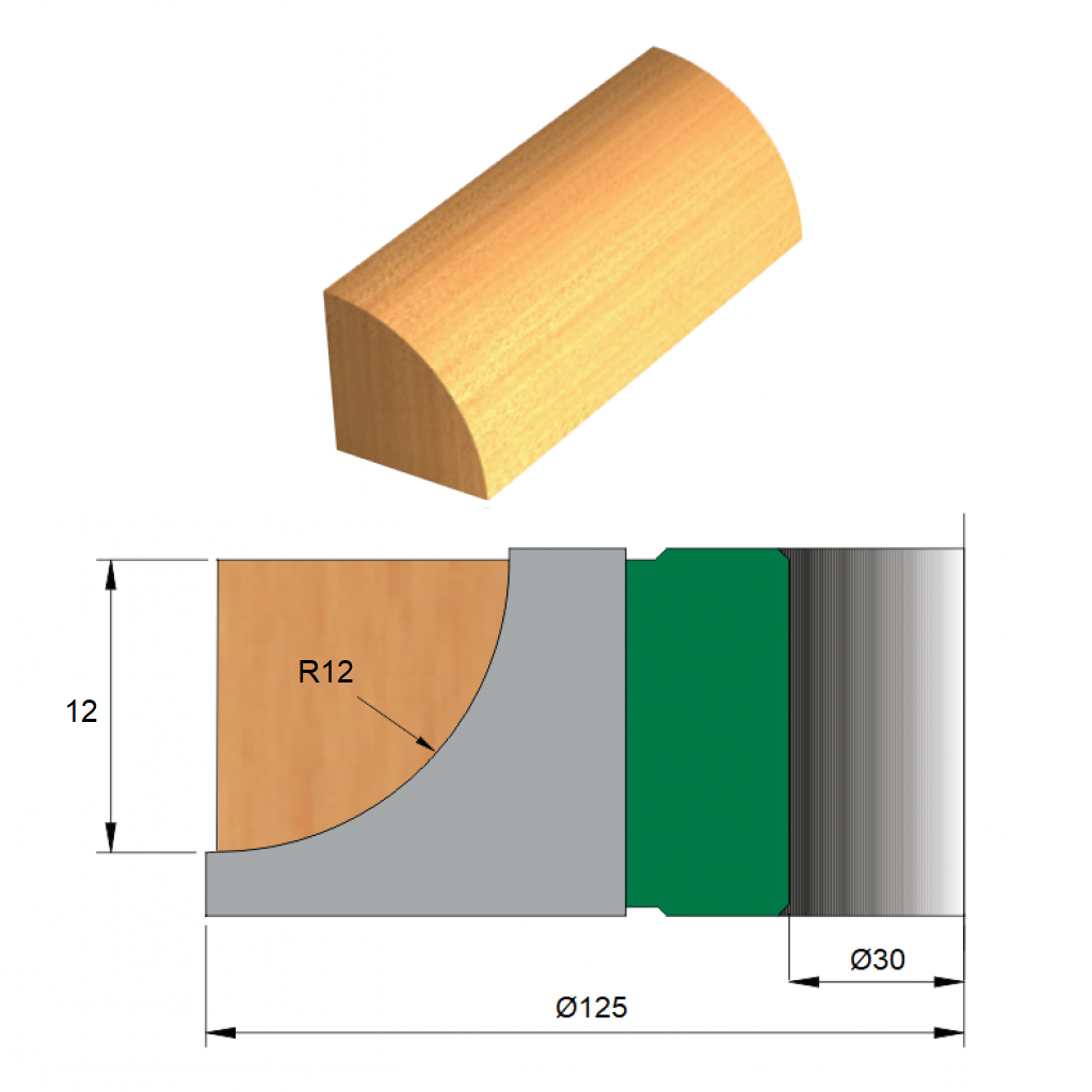 Fresa para Cordão de Janela Ø125 x 12 x 30 - 2 Dentes - Cod. 1290.22